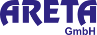 Logo der ARETA GmbH in lila Schrift auf schwarzem Hintergrund.